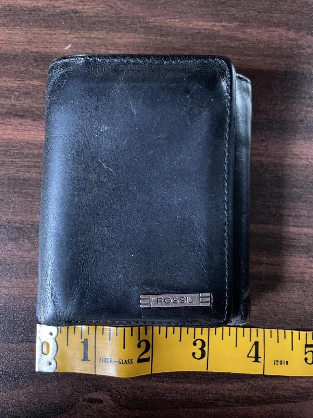 Fossil Black Genuine Leather Wallet — Multi Compartment Bifold Zip